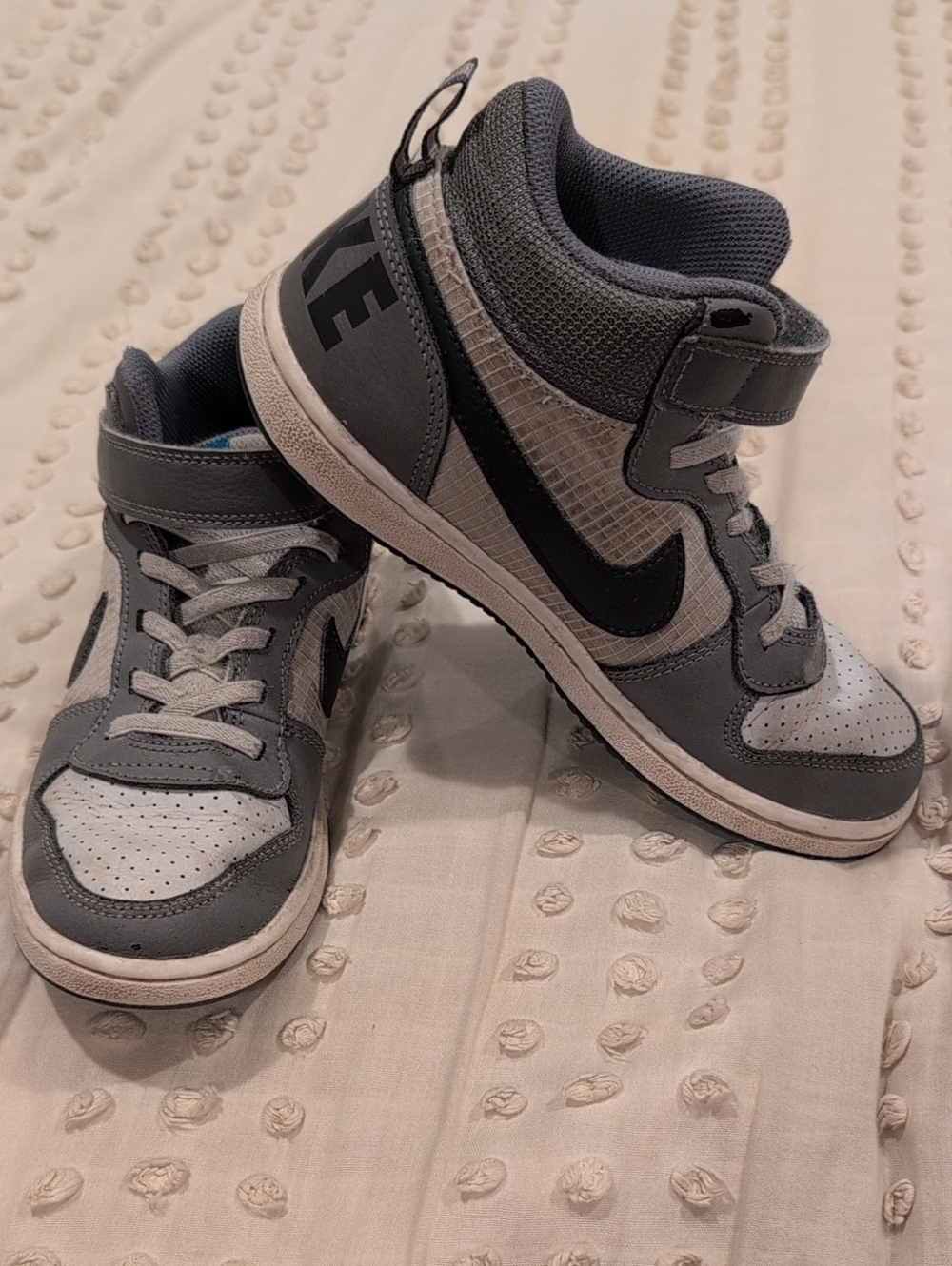 Nike Kids Gray and Black High-Top Sneakers